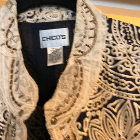 Chico’s blazer in tan/black with beading - nice! - Picture 2 of 4
